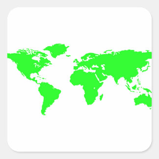 Sticker Carré Carte du monde blanc vert