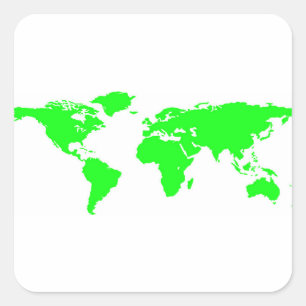 Sticker Carré Carte du monde blanc vert