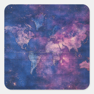 Sticker Carré Carte du monde céleste vintage (10)