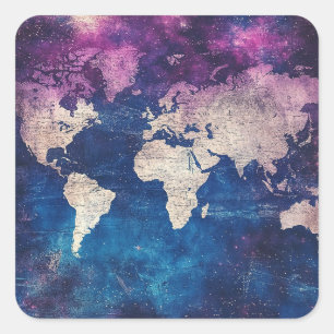 Sticker Carré Carte du monde céleste vintage (4)