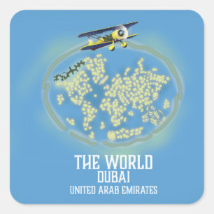 Sticker Carré Carte du monde Dubaï Émirats arabes unis