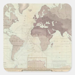 Sticker Carré Carte du monde historique