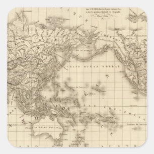 Sticker Carré Carte du monde physique