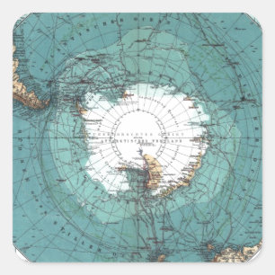 Sticker Carré Carte du pôle Sud