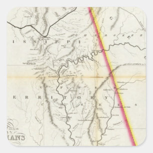 Sticker Carré Carte du siège de guerre des Indiens du Creek