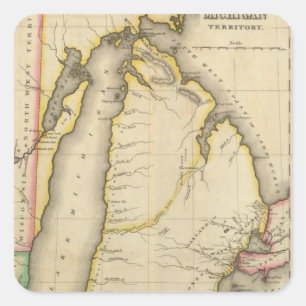 Sticker Carré Carte Du Territoire Du Michigan