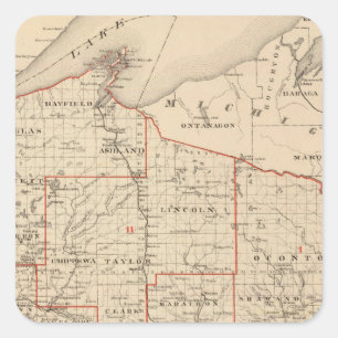 Sticker Carré Carte du Wisconsin montrant les districts sénatori