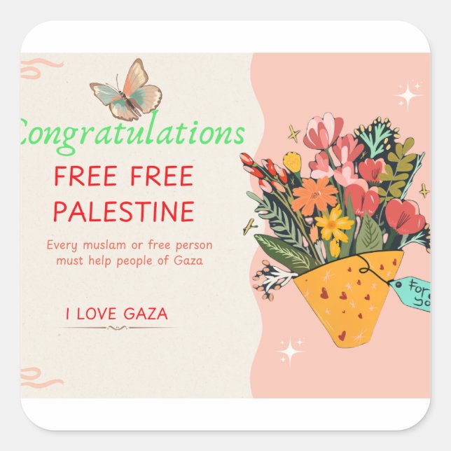 Sticker Carré Carte Félicitations (Devant)