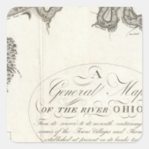 Sticker Carré Carte Générale De La Rivière Ohio