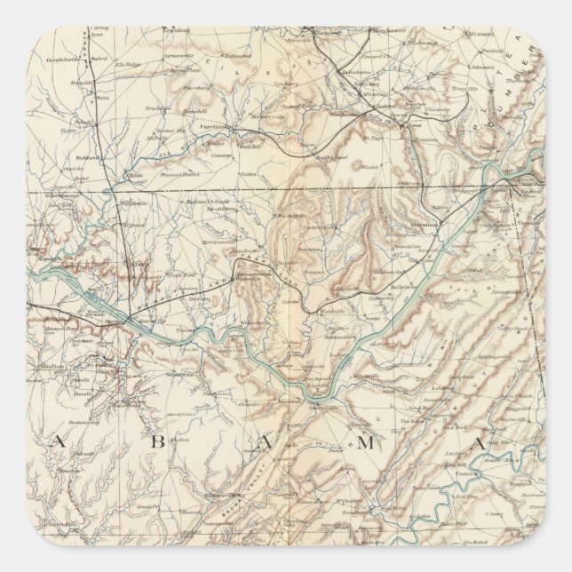 Sticker Carré Carte géographique XIV (Devant)