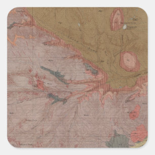 Sticker Carré Carte géologique, Partie nationale de Yellowstone,