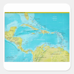 Sticker Carré Carte géopolitique régionale de l'Amérique central