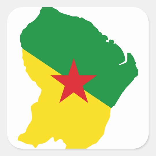 Sticker Carre Carte Gf De Drapeau De Guyane Zazzle Fr