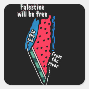 Sticker Carré carte graphique de la pastèque palestine colorée