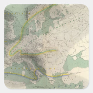 Sticker Carré Carte hydrologique Europe