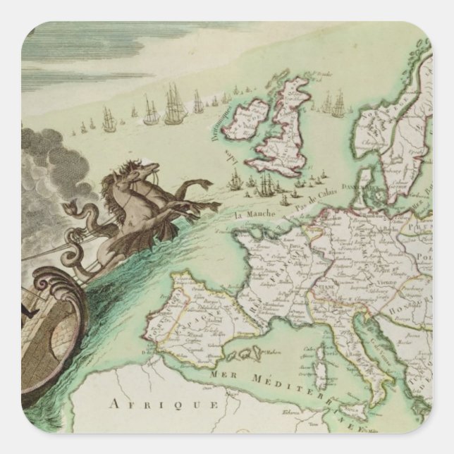 Sticker Carré Carte illustrant l'attaque navale contre l'Anglete (Devant)