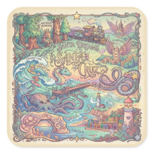 Carte illustrée de Santa Cruz Californie Dreamscap
