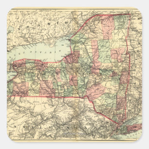 Sticker Carré Carte panoramique New YorkNew York