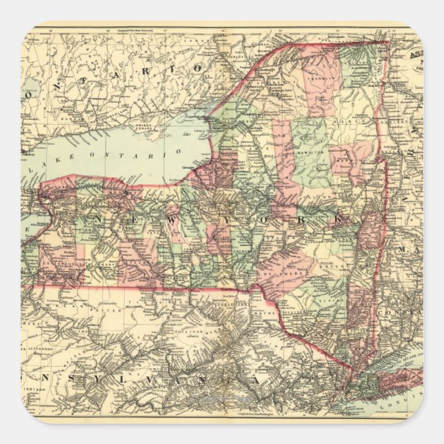 Sticker Carré Carte panoramique New YorkNew York (Devant)