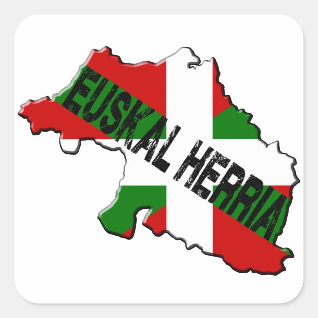 Sticker Carré Carte pays basque plus drapeau euskal herria (Devant)