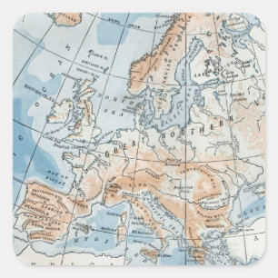 Sticker Carré Carte physique de l'Europe (1916)
