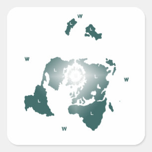 Sticker Carré Carte plate de la terre, carte équidistante