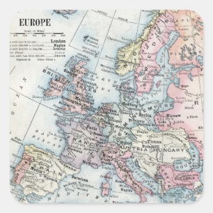 Sticker Carré Carte politique de l'Europe (1916)