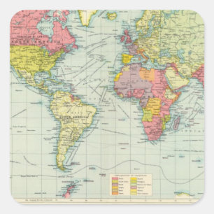 Sticker Carré Carte politique mondiale