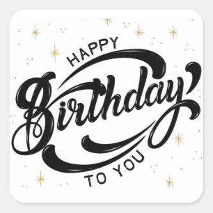 Sticker Carré Carte postale Joyeuse Anniversaire