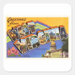 Sticker Carré Carte postale Vieux Vintage voyage West Virginia S