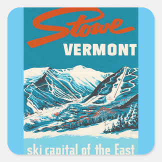 Sticker Carré Carte postale Vintage voyage - Stowe Vermont