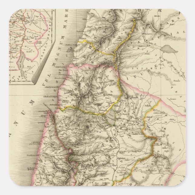 Sticker Carré Carte religieuse d'atlas de Moyen-Orient (Devant)