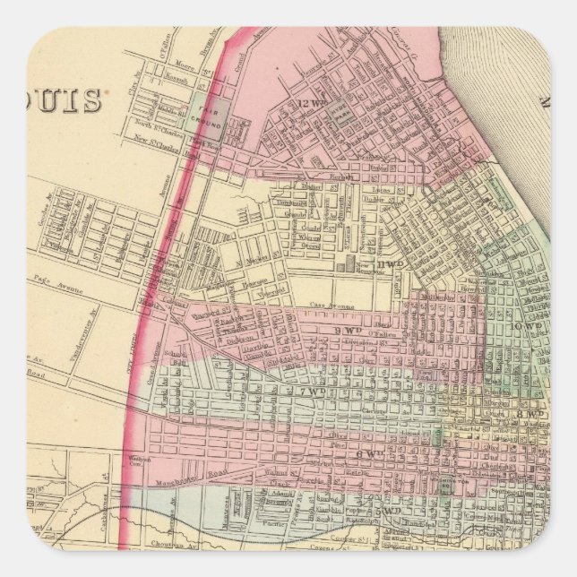 Sticker Carré Carte Saint-Louis par Mitchell (Devant)