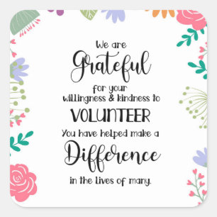 Sticker Carré carte semaine d'appréciation du bénévole