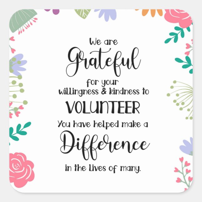 Sticker Carré carte semaine d'appréciation du bénévole (Devant)