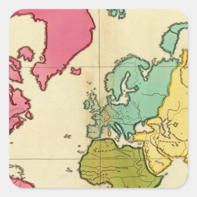 Sticker Carré Carte simple Monde (Devant)