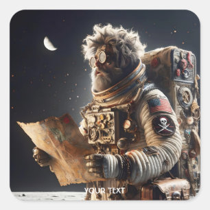 Sticker Carré Carte spatiale de l'astronaute Imaginaire mignon