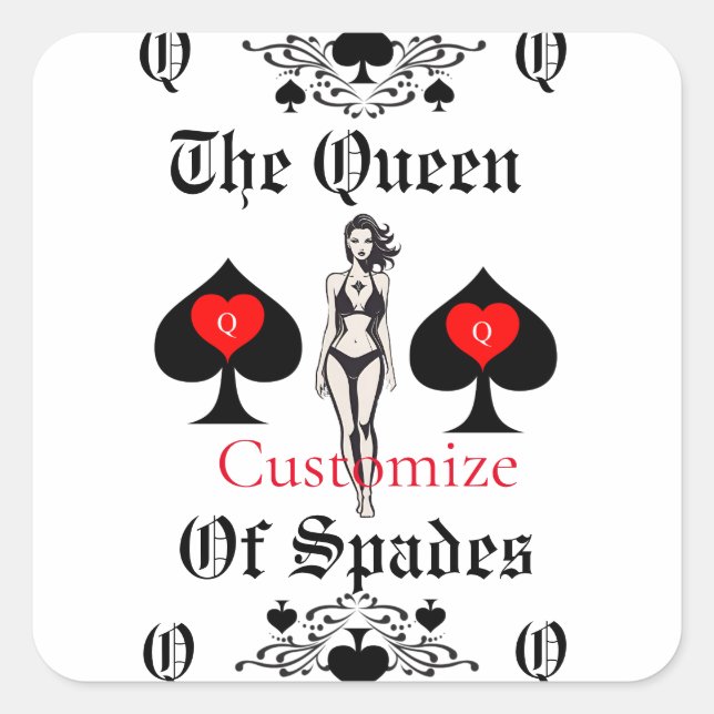 Sticker Carré Carte Tarot Queen of Spades Thunder_Cove (Devant)