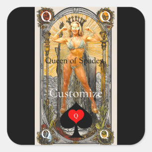 Sticker Carré Carte Tarot Reine des pique Thunder_Cove