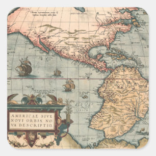 Sticker Carré Carte vintage de l'Amérique du Nord