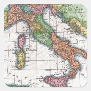 Sticker Carré Carte vintage de l'Italie (1780)