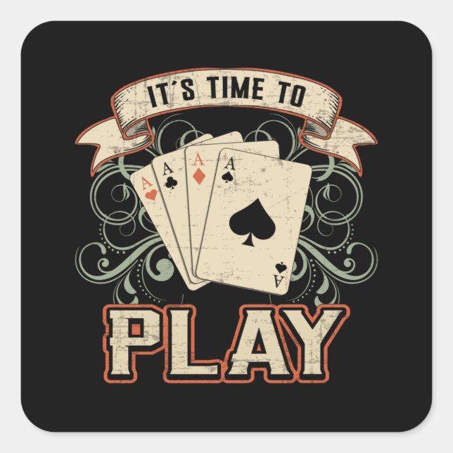 Sticker Carré Cartes Carte Jouer Jour Poker Ace Casino Jeu cadea (Devant)