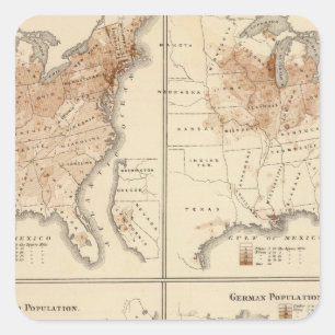 Sticker Carré Cartes de recensement des Etats-Unis, 1870