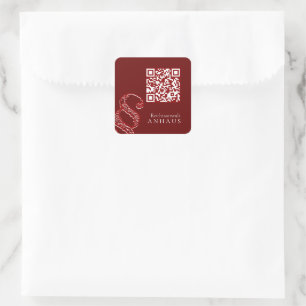 Sticker Carré Cartes de visite professionnelles code QR Brun Pre