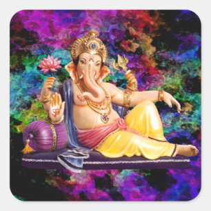 Sticker Carré Cartes De Voeux Ganesha, Stickers, Cartes Postales