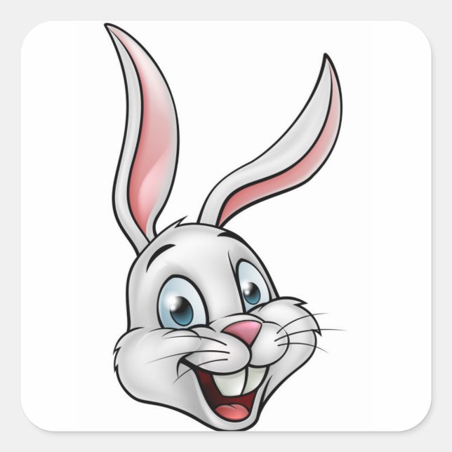 Sticker Carré Cartographie noir lapin visage lapin (Devant)