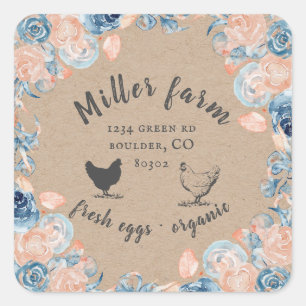 Sticker Carré carton d'oeufs de la ferme de corail et de pécules