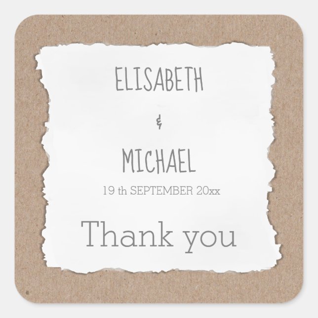 Sticker Carré Carton en papier déchiqueté contemporain simple me (Devant)