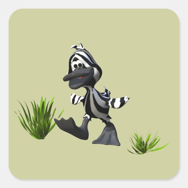 Sticker Carré Carton mignon Zebra Duck (Devant)