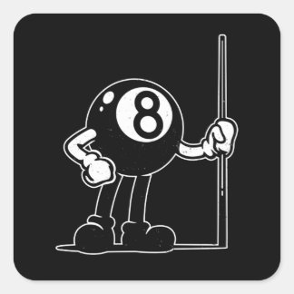 Sticker Carré Carton vintage à 8 balles Billiards Cue Sports